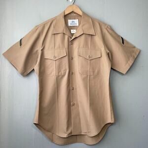 DSCP Valor Marines Army Shirt Mens Size 16 Military Uniform Poly Wool Khaki
